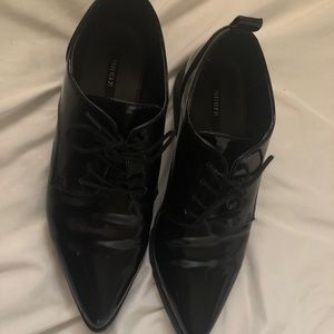 Forever 21 Pointed black lace up loafers